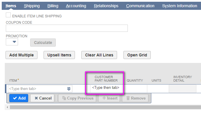 How to use Customer Part Number in NetSuite.