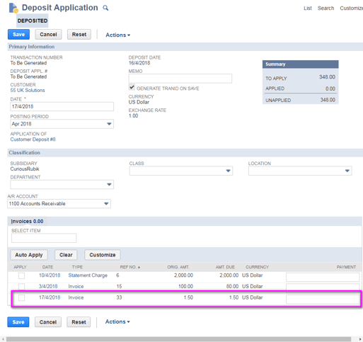 Deposit Applications