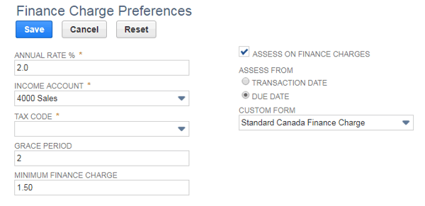 Finance Charge Preference